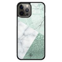 iPhone 12 Pro Max glazen hardcase - Minty marmer collage
