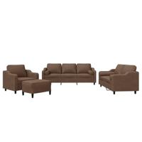 vidaXL 4-delige Loungeset met kussens stof bruin, fauteuil, 3-zitsbank, sofa, 2-zitsbank, bank, 2 zitsbank, zitbank, fauteuil stoel, 2 zits bank
