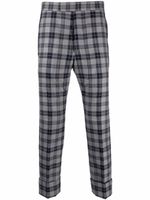 Thom Browne pantalon de costume court à motif tartan - Gris