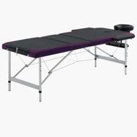 VidaXL Massagetafel inklapbaar 3 zones aluminium zwart en paars