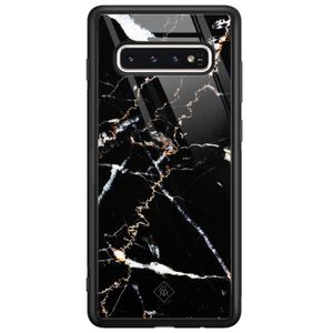 Samsung Galaxy S10 glazen hardcase - Marmer zwart