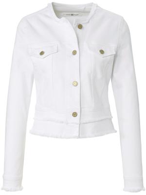 Jeansjack in kort model ronde hals Van Riani wit