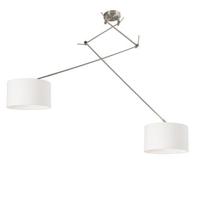 QAZQA Hanglamp staal met kap 35 cm wit verstelbaar 2-lichts - Blitz