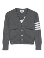 Thom Browne Kids cardigan en maille intarsia à col v - Gris - thumbnail