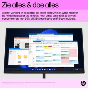 HP E27Q G5 LED-monitor Energielabel E (A - G) 68.6 cm (27 inch) 2560 x 1440 Pixel 16:9 5 ms HDMI, DisplayPort, USB 3.2 Gen 1 (USB 3.0), USB-B IPS LED