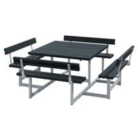 Picknicktafel Vierkant Blokhus Zwart 4 Rugleuningen