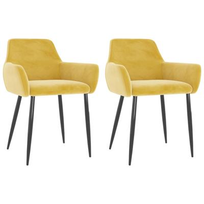 vidaXL Eetkamerstoelen 2 st fluweel mosterdgeel vidaXL Eetkamerstoelen 2 st fluweel mosterdgeel