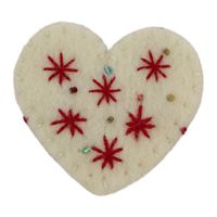 Vilten Broche Hart Wit-Rood