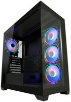 LC-Power Gaming 715W Seamless Pale X Midi-Tower ATX Gaming behuizing, met 4 120 mm ARGB-behuizingsventilatoren, I/O-paneel, RGB-moederbord-software, voor- en zijruit van gehard glas (zwart)