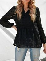 V Neck Loose Plain Casual Shirt