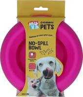 Excellent Pets Voedsel- en drinkbak voor honden en katten, 300 ml, voederbak met anti-slip bodem, S, spatbeschermingsrand, siliconen drinkbak, roze