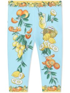 Dolce & Gabbana Kids legging en cotonn à imprimé citrus - Bleu