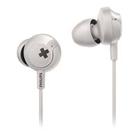 Philips Audio SHE4305WT/00 In-Ear Kopfhörer (Voluminöse Bässe, Integriertes Mikrofon, Geräuschisolation, Ergonomisches Design, 3 Ohrkappentypen) weiß