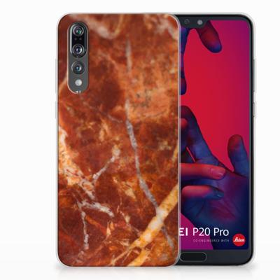 Huawei P20 Pro TPU Siliconen Hoesje Marmer Bruin