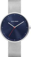 Jacob Jensen Strata 2 horloge (Kleur band: zilver, Kleur wijzerplaat: blauw, Materiaal band: staal)