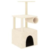 vidaXL Kattenmeubel met sisal krabpalen 109,5 cm crèmekleurig, kattenpaal, kattenboom, kattenkrabpaal, kattenhuis, kattenmeubel, kattenpalen