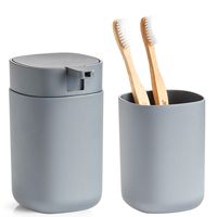 Badkamer accessoires set 2-delig - kunststof - antraciet grijs