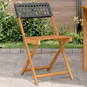 Bistrostoelen 2 st massief acaciahout en poly rattan zwart