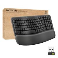 Logitech Wave Keys for Business, ergonomisch, draadloos, toetsenbord met gevoerde polssteun, grafiet, Engels QWERTY-toetsenbord