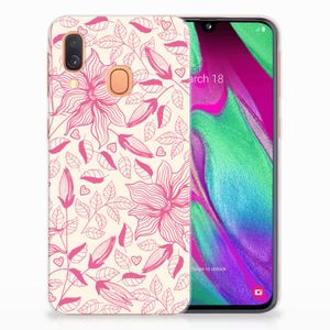 Samsung Galaxy A40 TPU Case Pink Flowers