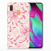 Samsung Galaxy A40 TPU Case Pink Flowers - thumbnail