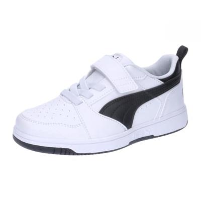 PUMA Uniseks kinderen Rebound V6 Lo AC+ PS sneakers, Puma Wit PUMA Zwart PUMA Zwart, 34 EU