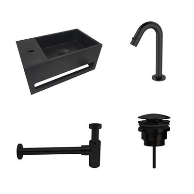 Fonteinset S.S. Solid Surface Links 35.6x20.3x15.9cm Toiletkraan Knop Clickwaste Sifon Mat Zwart Fonteinset S.S. Solid Surface Links 35.6x20.3x15.9cm Toiletkraan Knop Clickwaste Sifon Mat Zwart