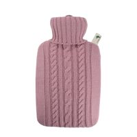 Luxe warmwaterkruik met gebreide hoes pastel roze 1,8 liter   -