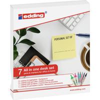 Edding 7 All in one desk set 4-BTWDESK Permanent marker Zwart, Blauw, Rood, Groen, Pink Watervast: Ja