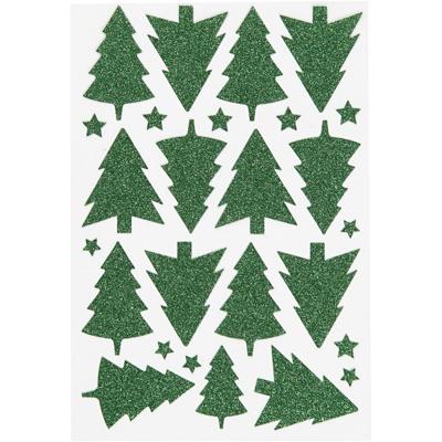 Creative glitterstickers kerstboom groen 12 x 18,5 cm 26 delig