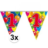 3x Gekleurde vlaggenlijn 1 jaar 10 meter - thumbnail