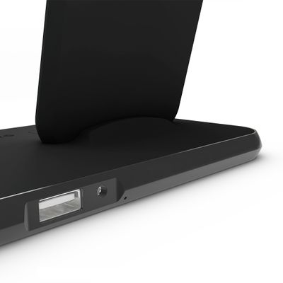 ZENS Aluminium Series Stand Wireless Charger + Dock ZEDC06B Inductielader 2000 mA Uitgangen Qi-standaard, USB, Apple dock-stekker Lightning Zwart