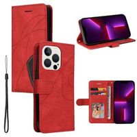 Bi-Color Series iPhone 14 Pro Wallet Case - Rood