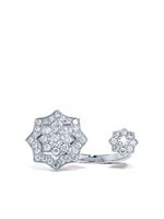 David Morris bague double en or blanc 18ct pavée de diamants - Argent