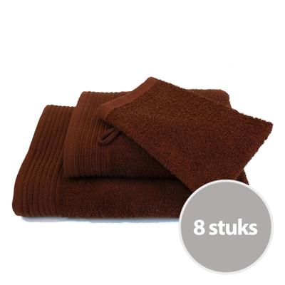 Budgetpakket badtextiel 450 gram Bruin - 8 stuks Budgetpakket badtextiel 450 gram Bruin - 8 stuks
