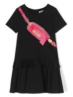 Moschino Kids robe volantée à logo imprimé - Noir - thumbnail