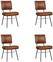 Set van 4 Cognac leren industriële design eetkamerstoelen Solid - Granada leer Savannah (cognac leer) - thumbnail