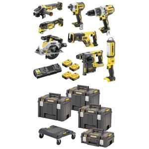 DEWALT DCK853P4T-QW DCK853P4T-QW Gereedschapsset Accu-klop/schroefmachine, Accu-slagmoersleutel, Accu-boorhamer, Accu-reciprozaag, Haakse accuslijper,