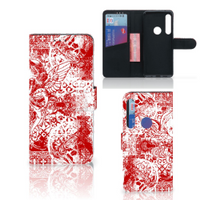 Telefoonhoesje met Naam Motorola One Action Angel Skull Rood - thumbnail