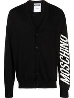 Moschino cardigan zippé à logo en jacquard - Noir - thumbnail