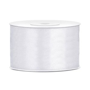 1x Witte satijnlint rollen 3,8 cm x 25 meter cadeaulint verpakkingsmateriaal   -