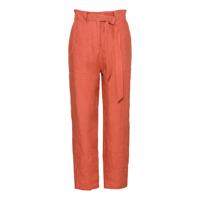 Linnen 7/8-broek in paperbag-style met bindceintuur, klei 42