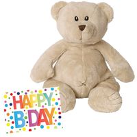 Pluche knuffel Happy Horse knuffelbeer 55 cm met Happy Birthday wenskaart