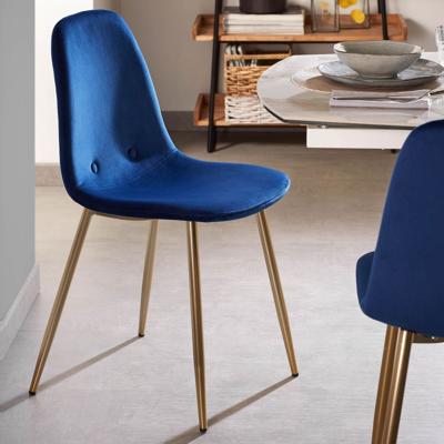 Kave Home Eetkamerstoel 'Yaren Gold' Velvet, kleur Donkerblauw