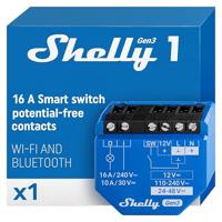 Shelly 1 Gen3 WLAN smart schakelaarrelais met droogcontact, lichtschakelaar, huisautomatisatie, compatibel met Alexa & Google Home, iOS Android app, geen hub nodig