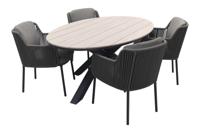 4 Seasons Bernini - Platinum / GI Edison 180 x 115 cm. tafel - ovale tuinset