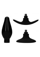 Interchangeable Butt Plug Set - Rounded Large - Black - thumbnail