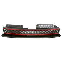 AUTO-STYLE Embleemloze Grill passend voor Volkswagen Golf VI GTi 2008-2012 - Zwart/Rood