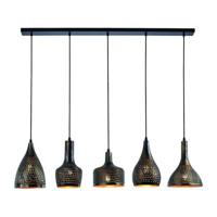 Hanglamp Fuoco Bruin Zwart 5 Lichts Balk 120cm E27 Fitting