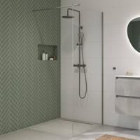 Saqu Modulo inloopdouche incl. antikalk 100x210cm helder glas geborsteld grijs